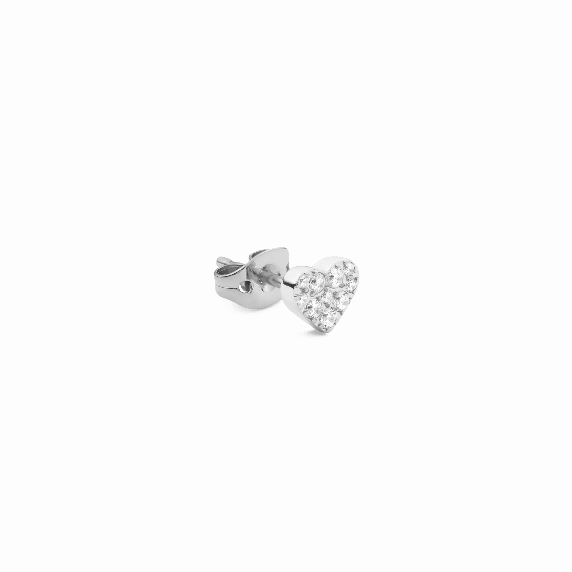 Crystal Heart Stud Silver