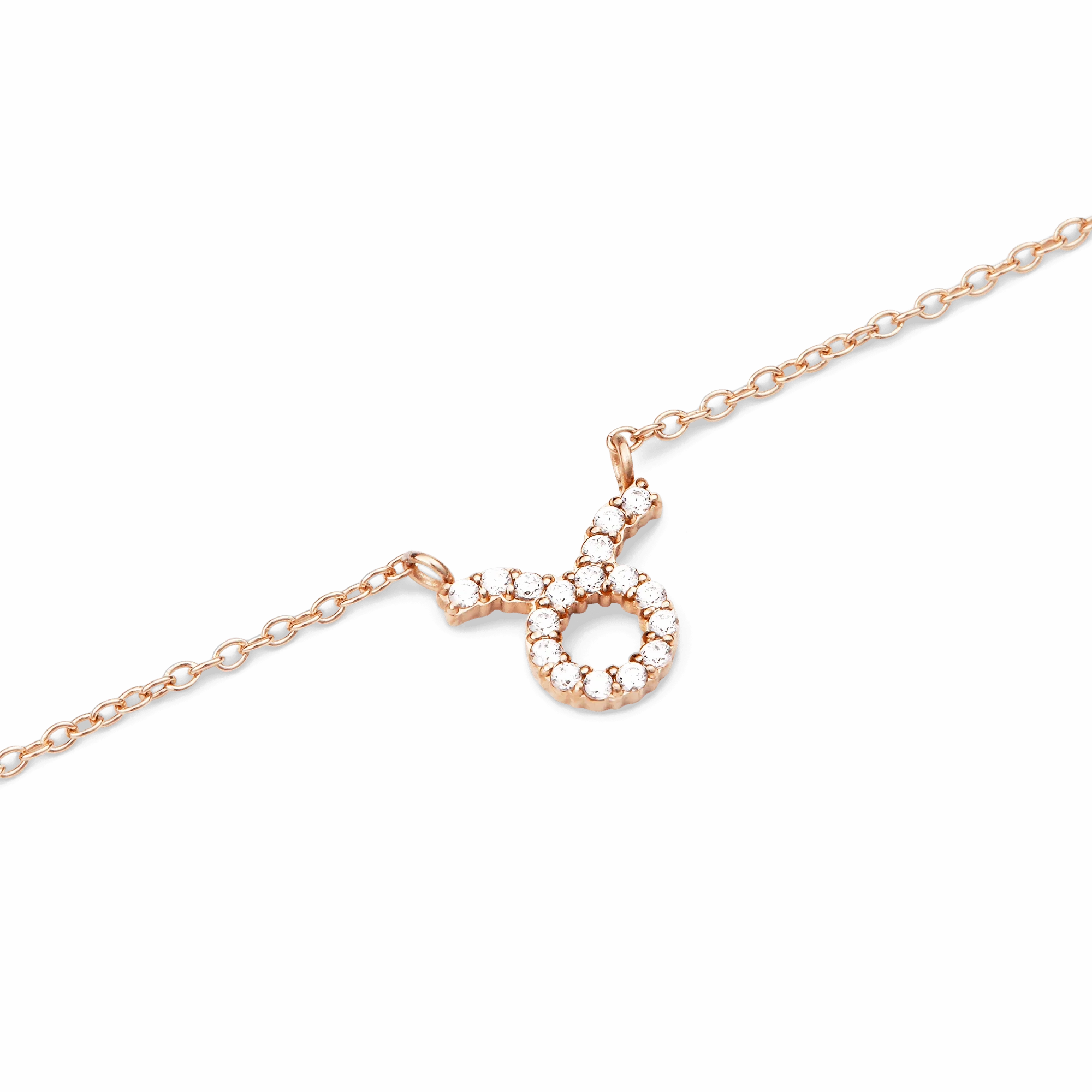 Crystal Zodiac Chain Necklace Rose Gold