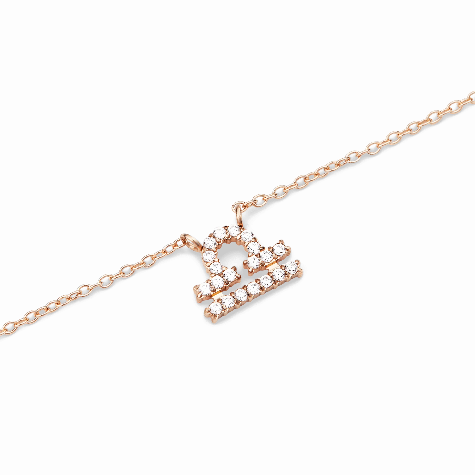 Crystal Zodiac Chain Necklace Rose Gold