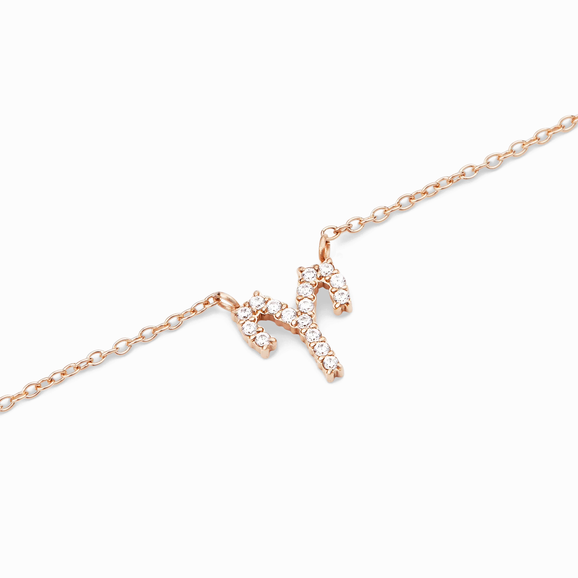 Crystal Zodiac Chain Necklace Rose Gold