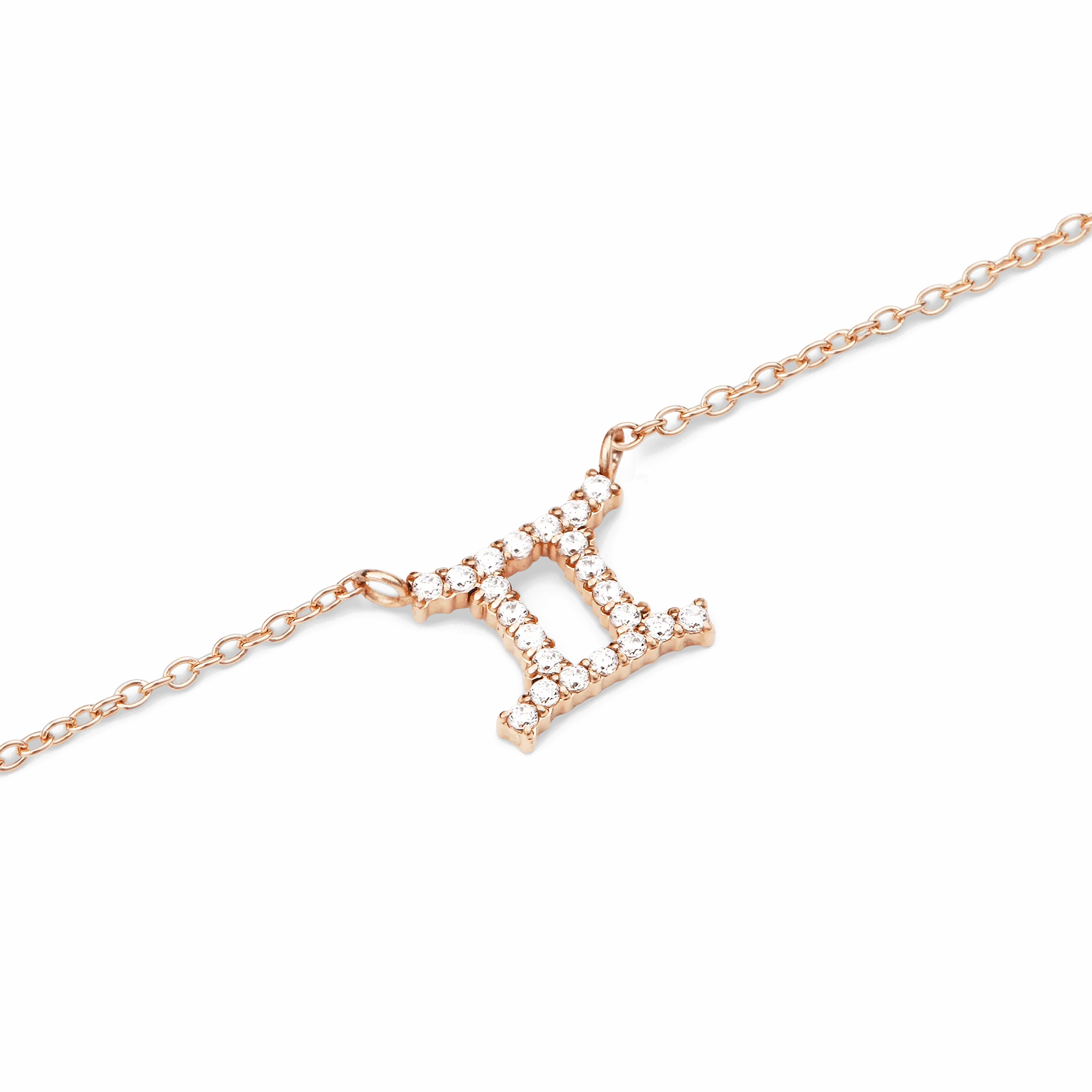 Crystal Zodiac Chain Necklace Rose Gold