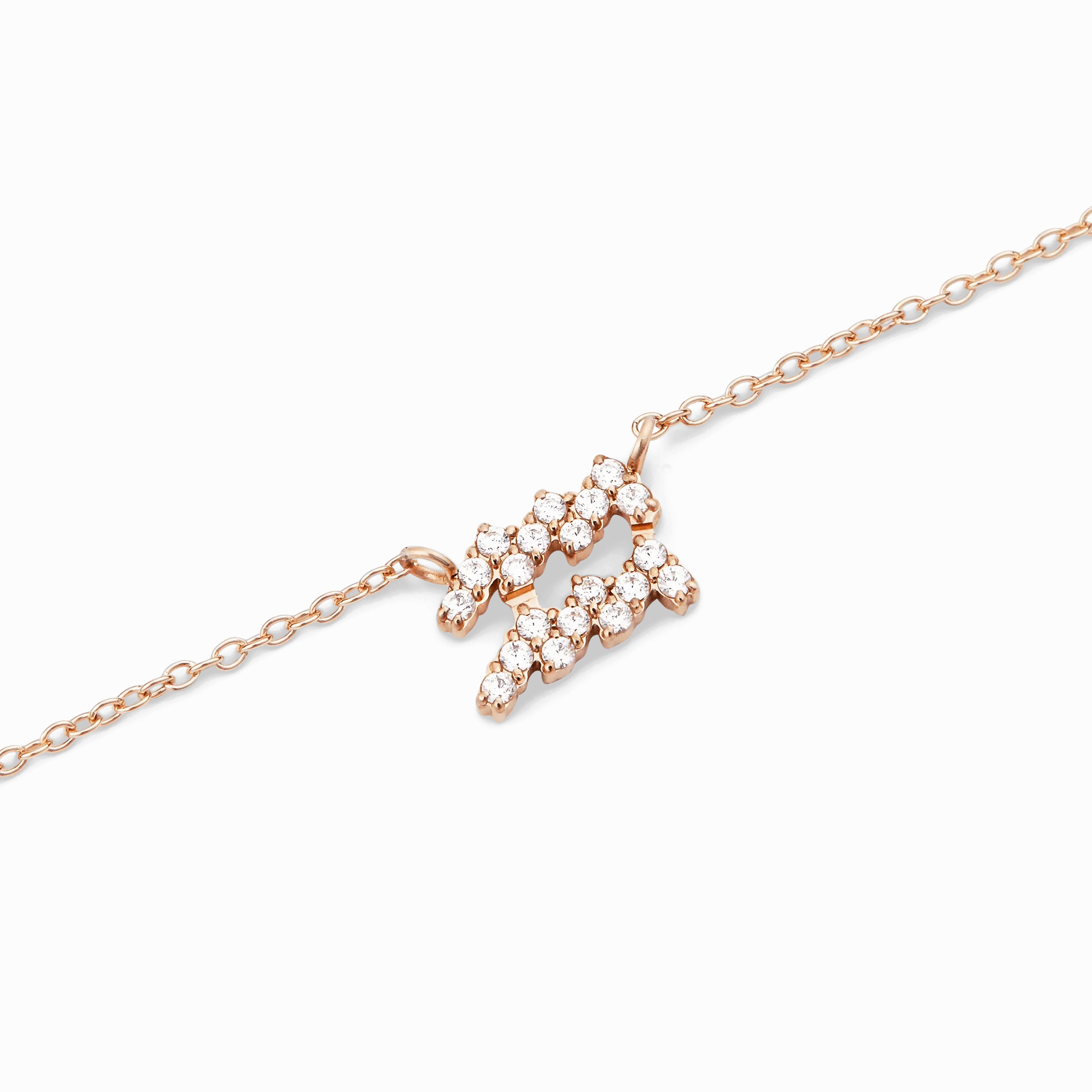 Crystal Zodiac Chain Necklace Rose Gold