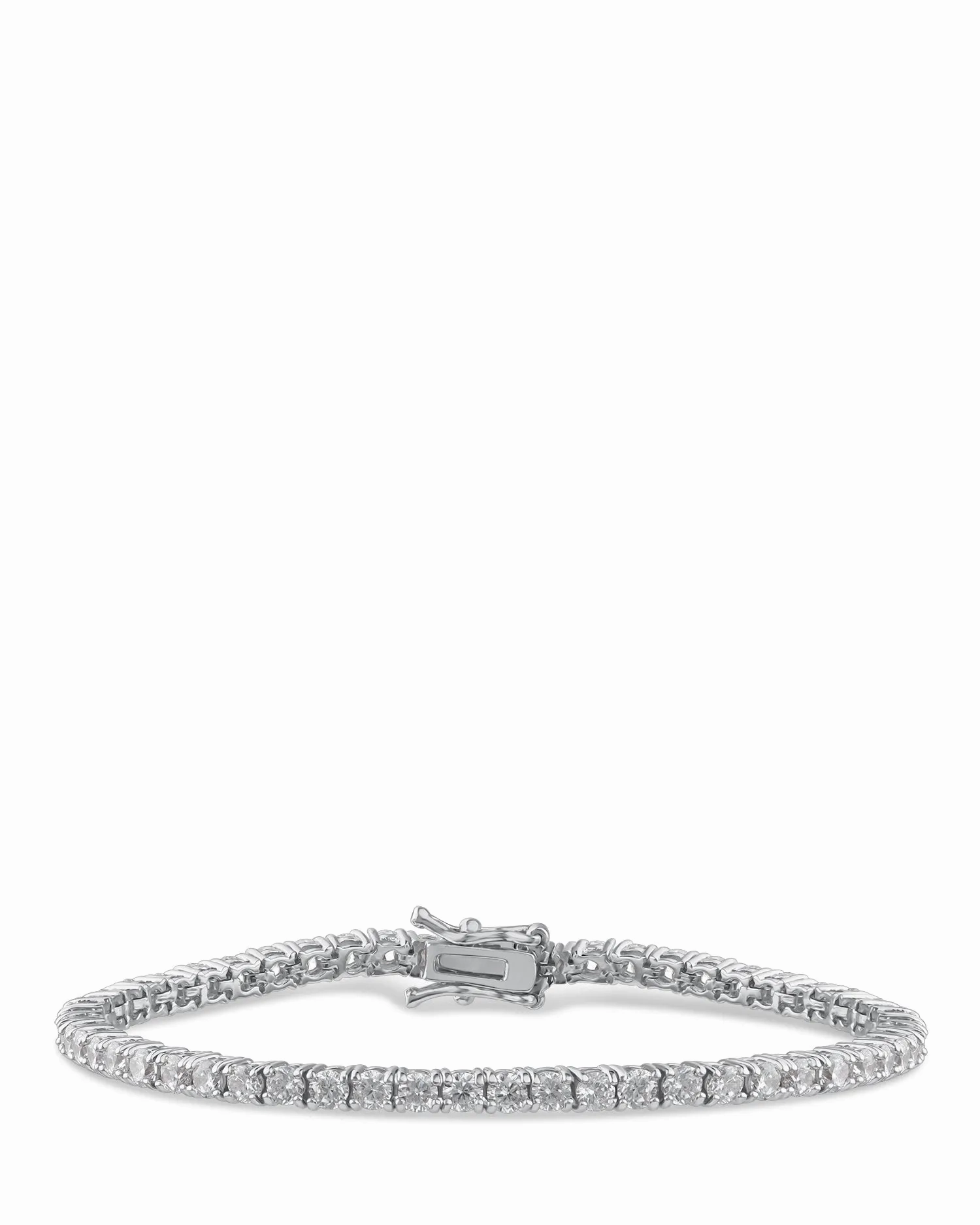 Cubic Zirconia &amp; Rhodium Plated Tennis Bracelet