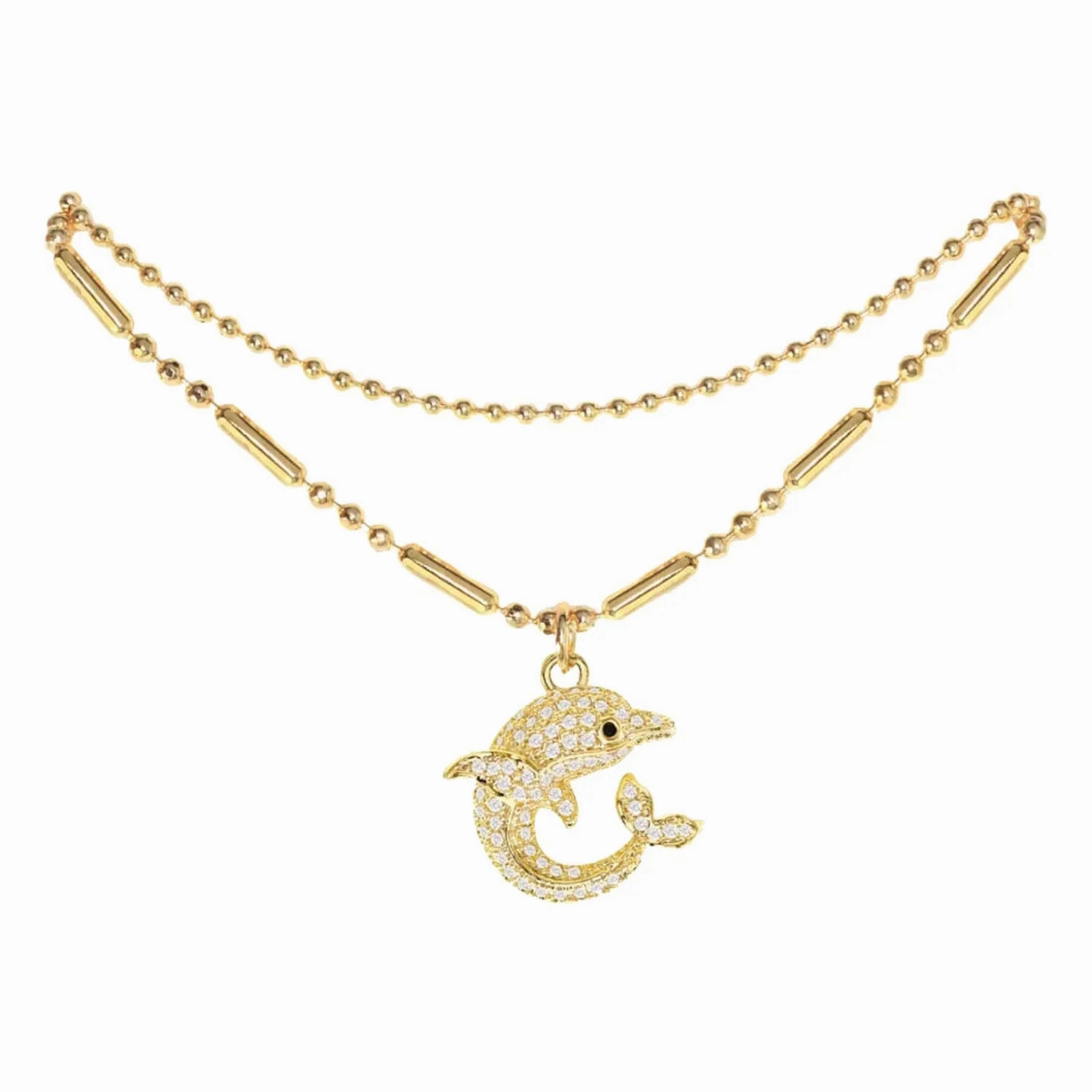 Cubic Zirconia Dolphin Pendant Anklet