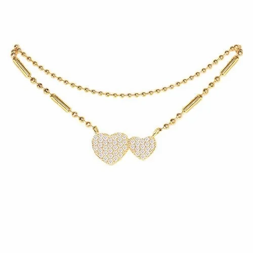 Cubic Zirconia Heart Anklet Gold