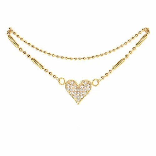 Cubic Zirconia Heart Anklet Gold