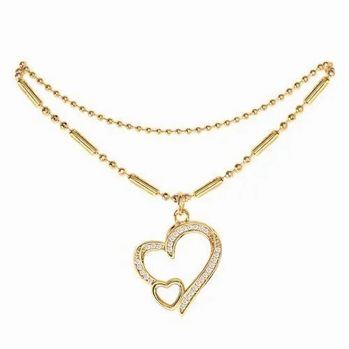 Cubic Zirconia Heart Anklet Gold