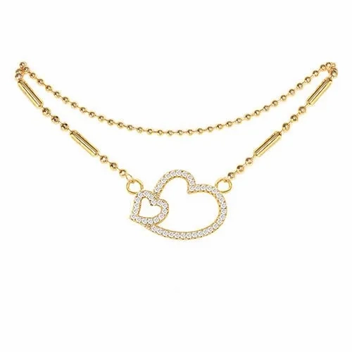 Cubic Zirconia Heart Anklet Gold