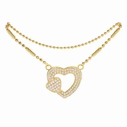 Cubic Zirconia Heart Anklet Gold