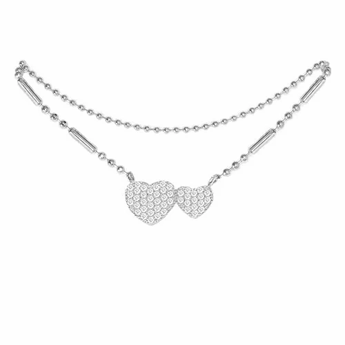 Cubic Zirconia Heart Anklet Silver