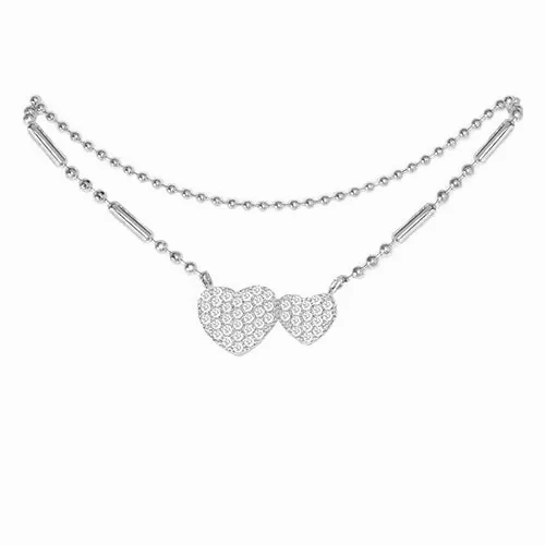 Cubic Zirconia Heart Anklet Silver