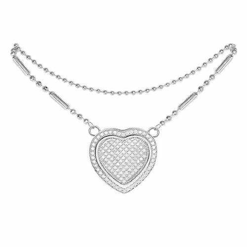 Cubic Zirconia Heart Anklet Silver