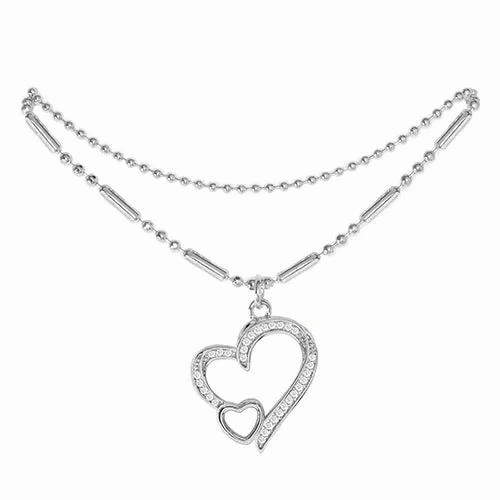 Cubic Zirconia Heart Anklet Silver