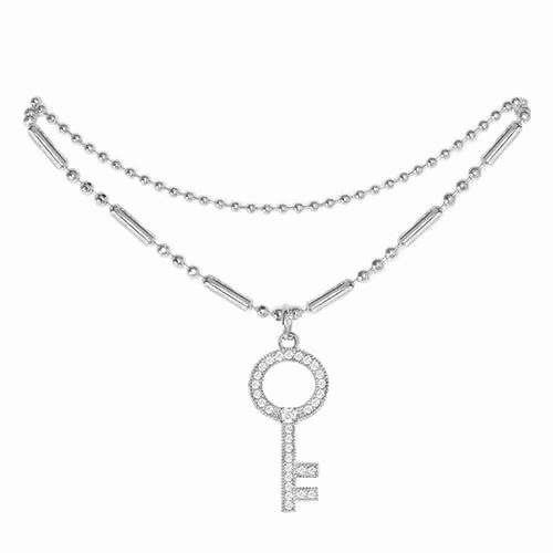 Cubic Zirconia Key Pendant Anklet