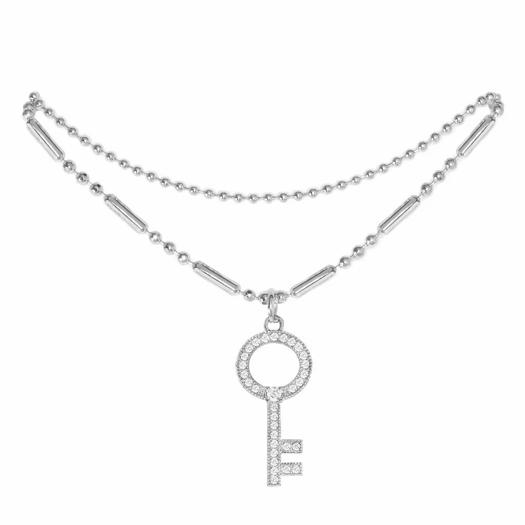 Cubic Zirconia Key Pendant Anklet