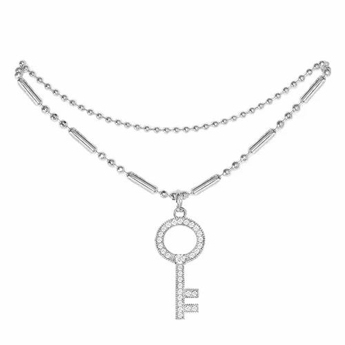 Cubic Zirconia Key Pendant Anklet