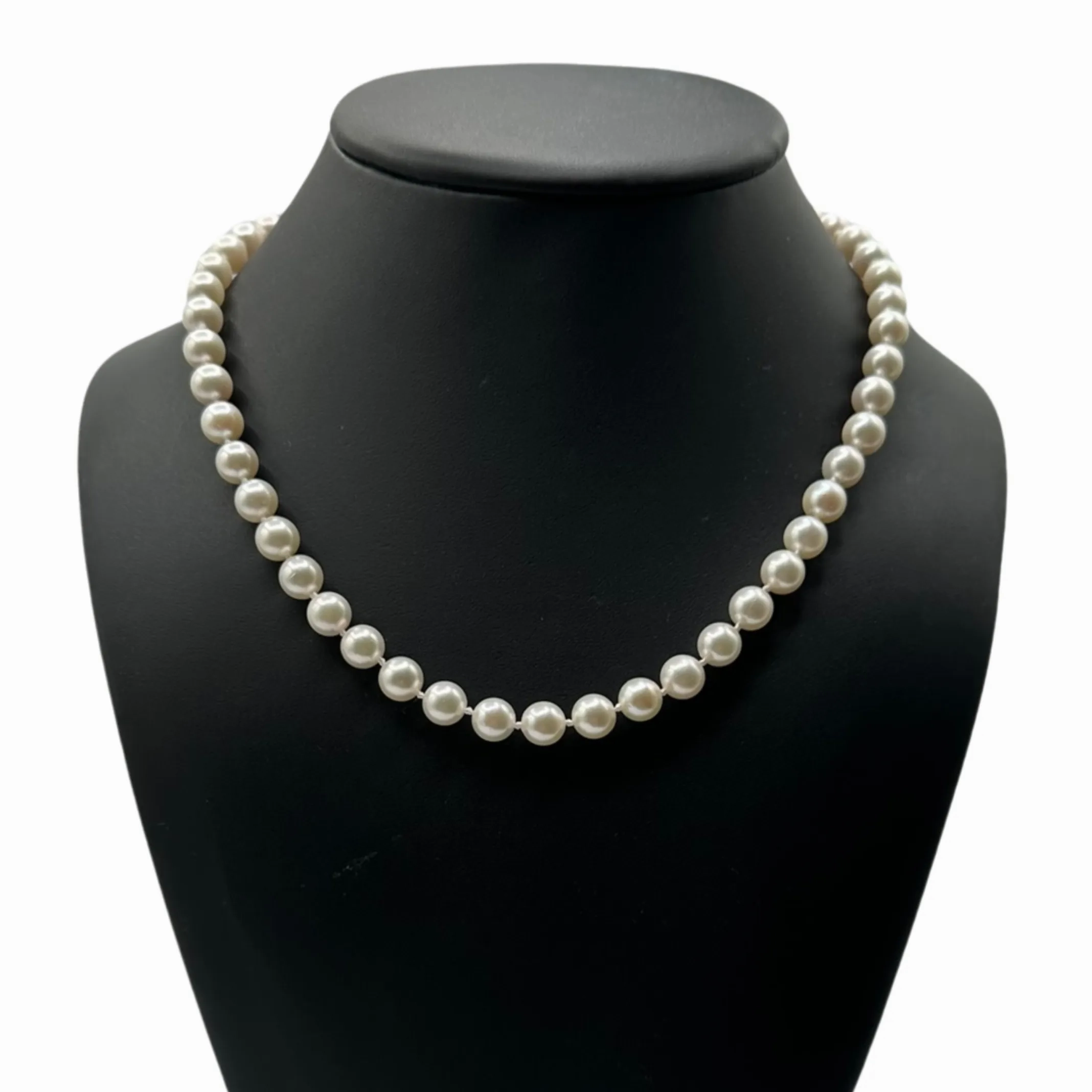 Daisy Exclusive 19&quot; 7.5-8.0mm Single Strand Japanese Cultured Pearl Necklace with 18k Gold Spring Ring Clasp