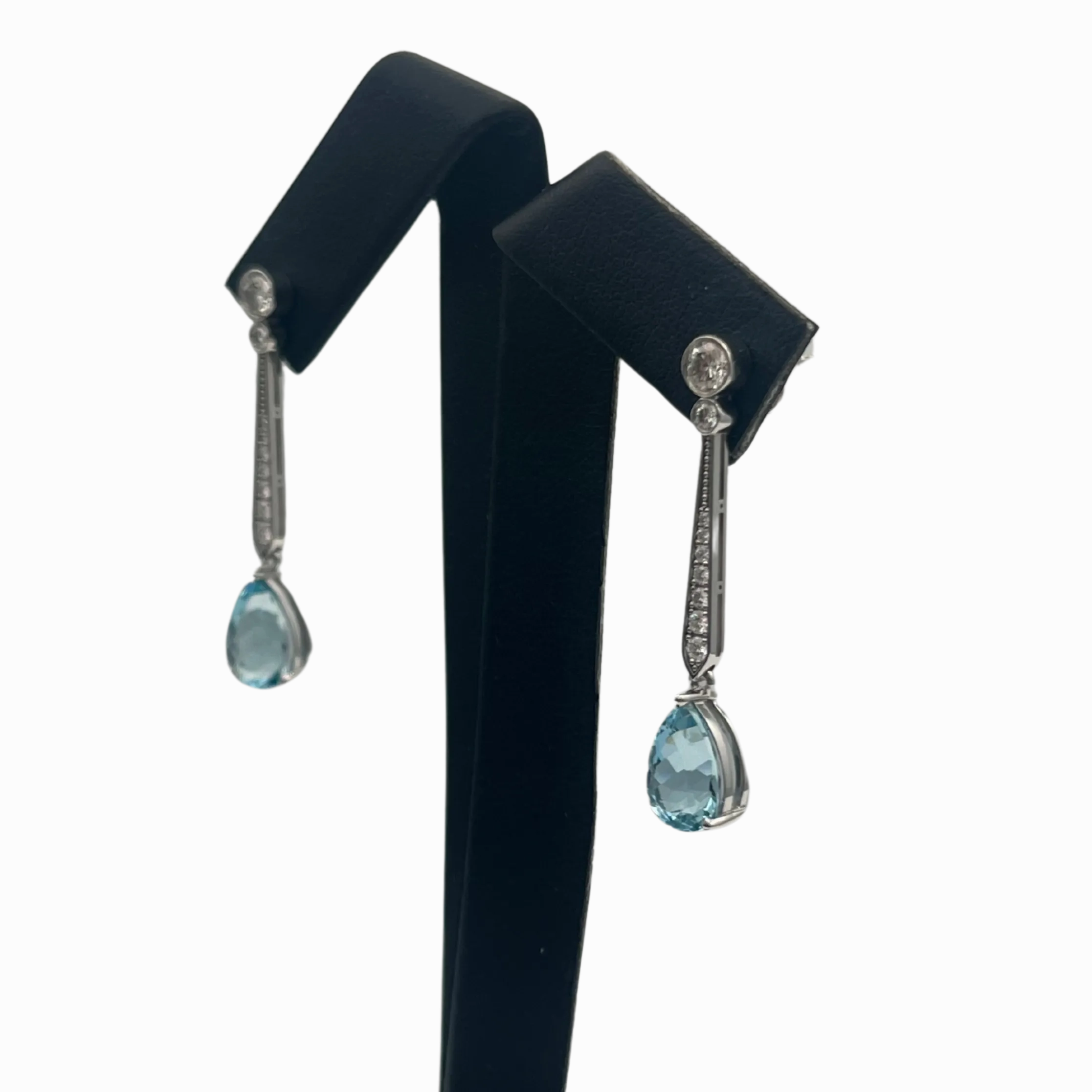 Daisy Exclusive Diamond &amp;  3.36ct Aquamarine pear drop earrings