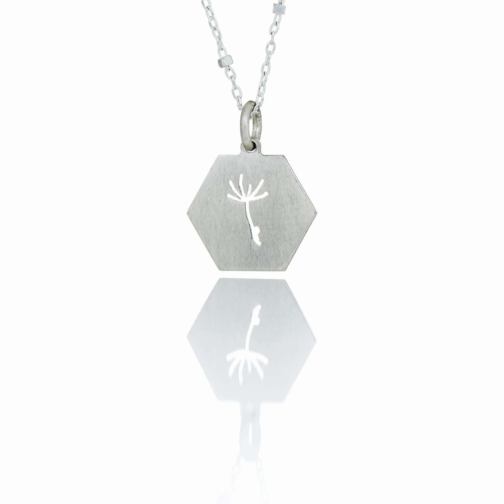 Dandelion Hexagonal Silver Necklace
