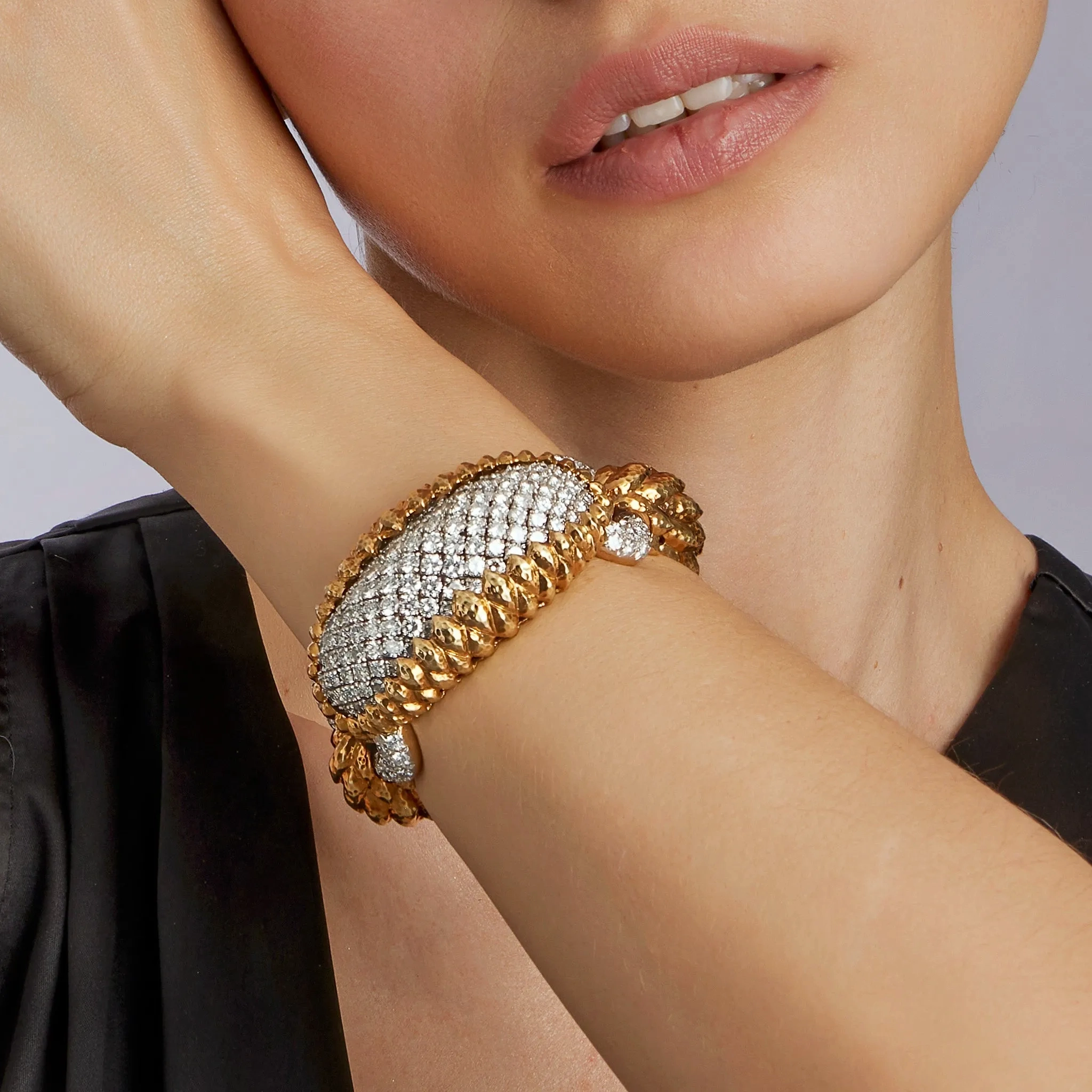 David Webb New York Unique Crosshatch Diamond Bracelet