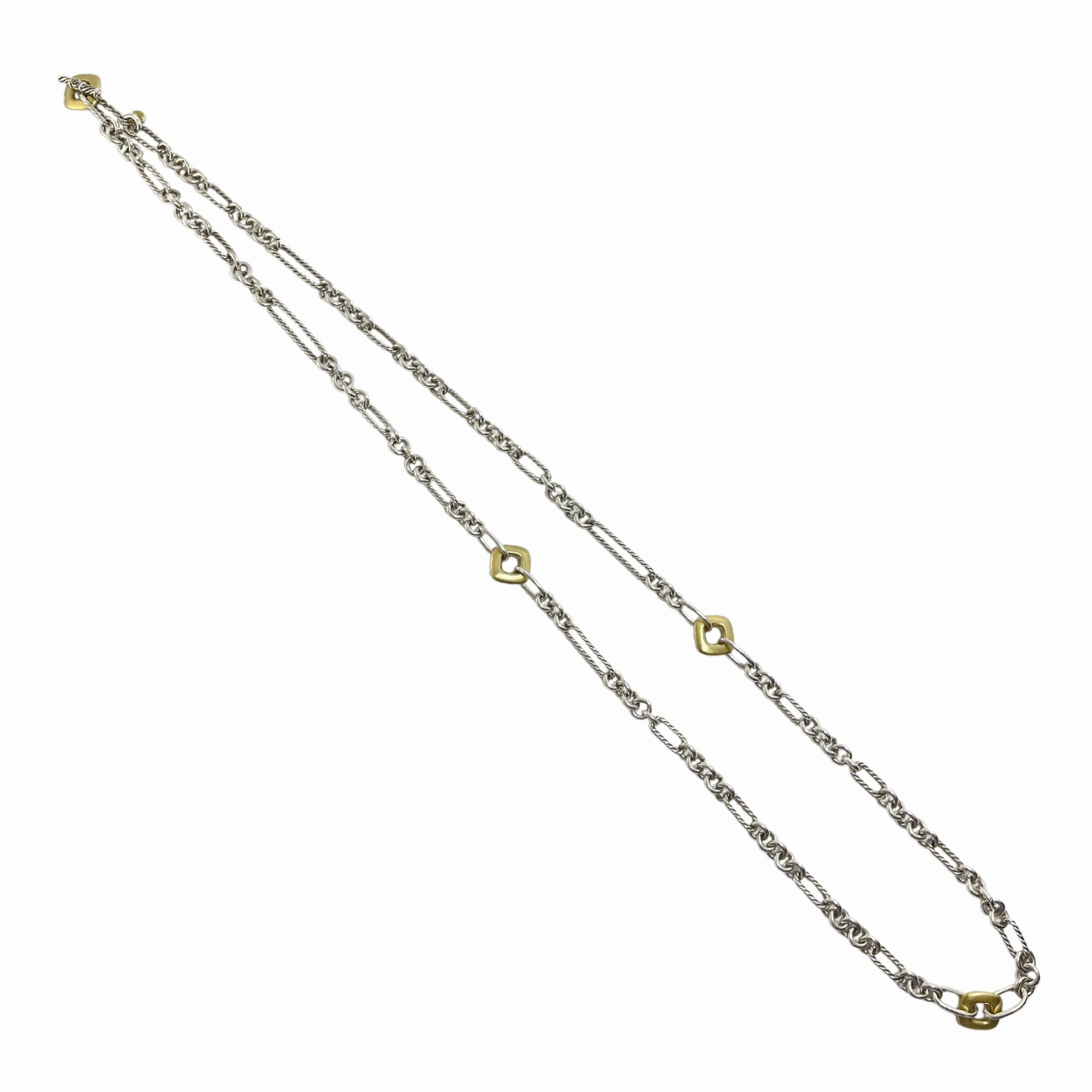 David Yurman Sterling Silver 18k Yellow Gold Figaro Link Necklace
