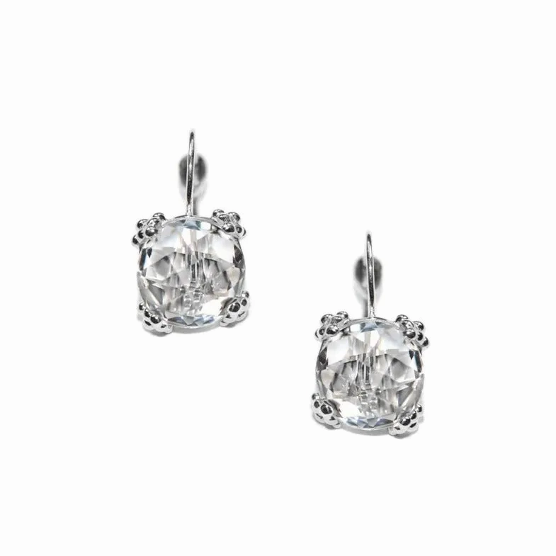 Dewdrop Cluster Earrings - Clear Topaz &amp; Silver