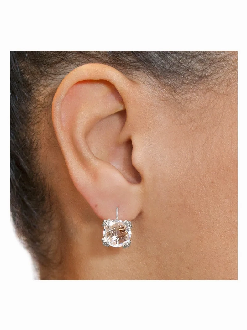 Dewdrop Cluster Earrings - Clear Topaz &amp; Silver
