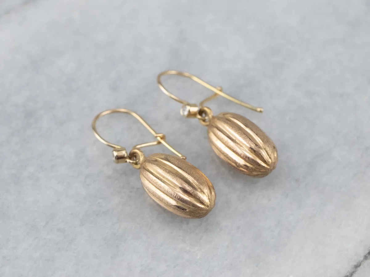 Diamond 22K Gold Bauble Drop Earrings