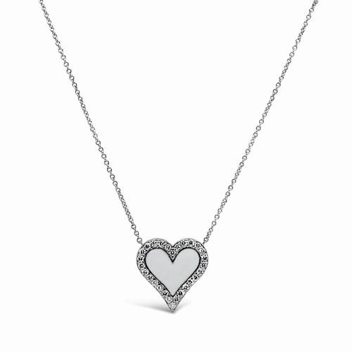 Diamond &amp; Pink Enamel Heart Pendant
