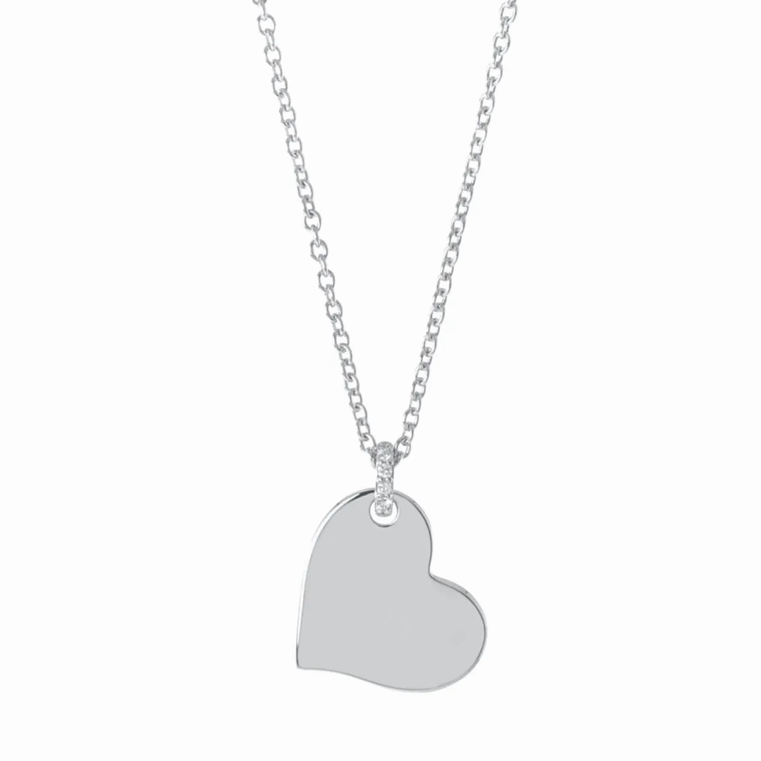Diamond &amp; Silver Heart Pendant Necklace