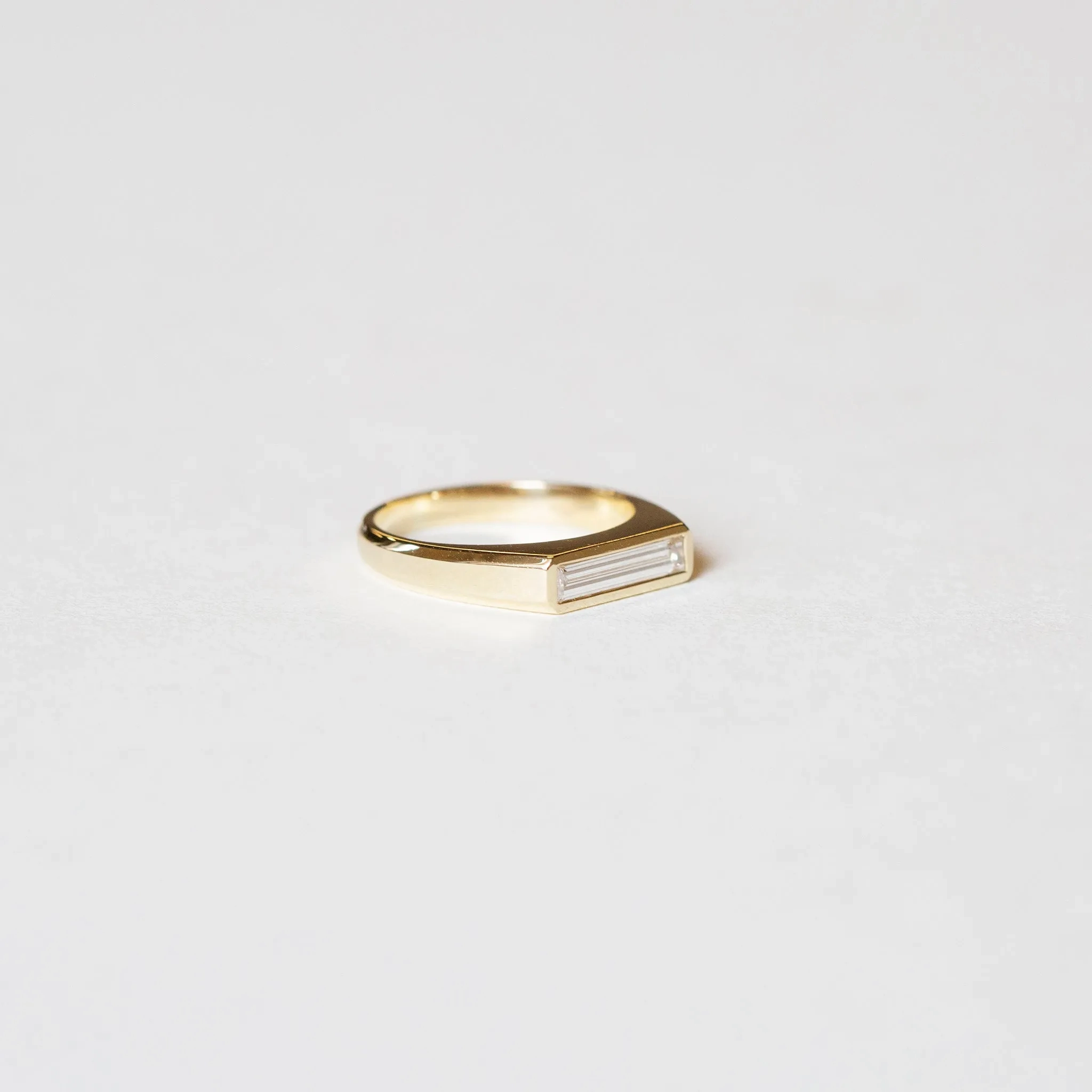 Diamond Baguette Signet Ring - Large