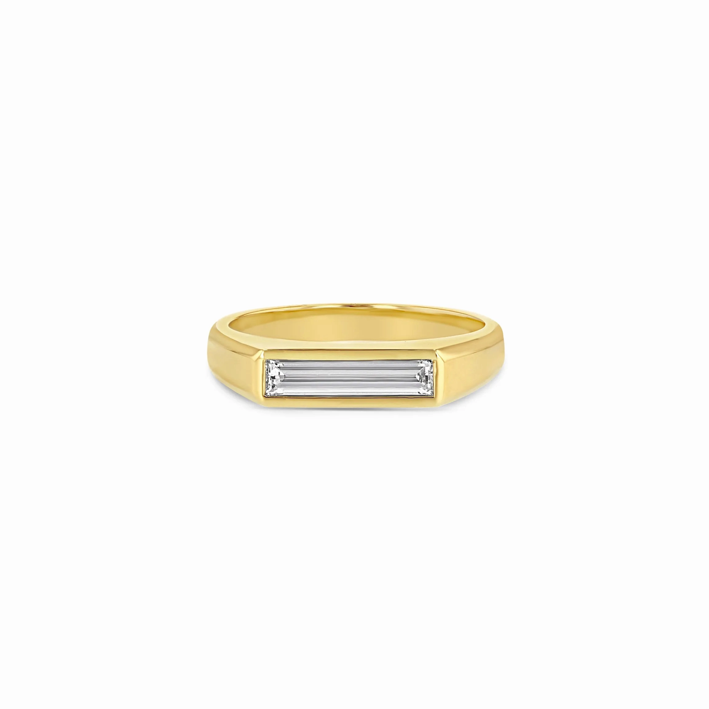 Diamond Baguette Signet Ring - Large