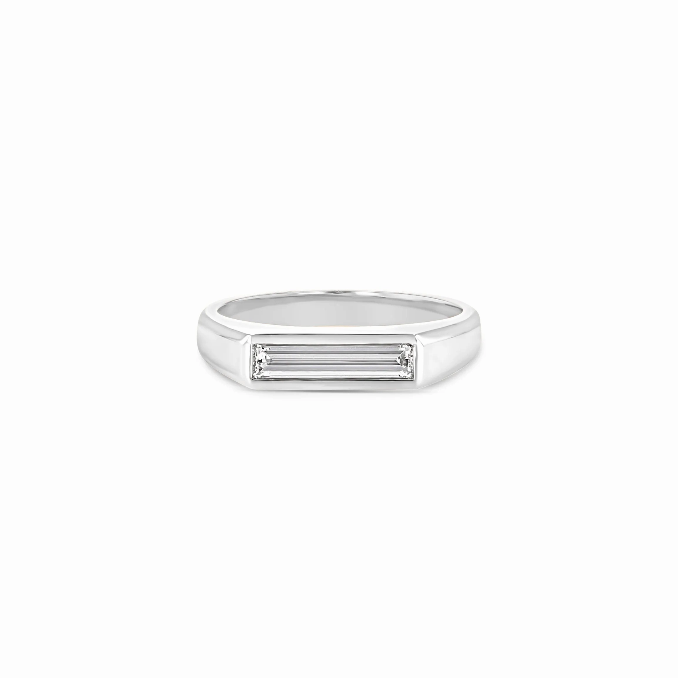 Diamond Baguette Signet Ring - Large