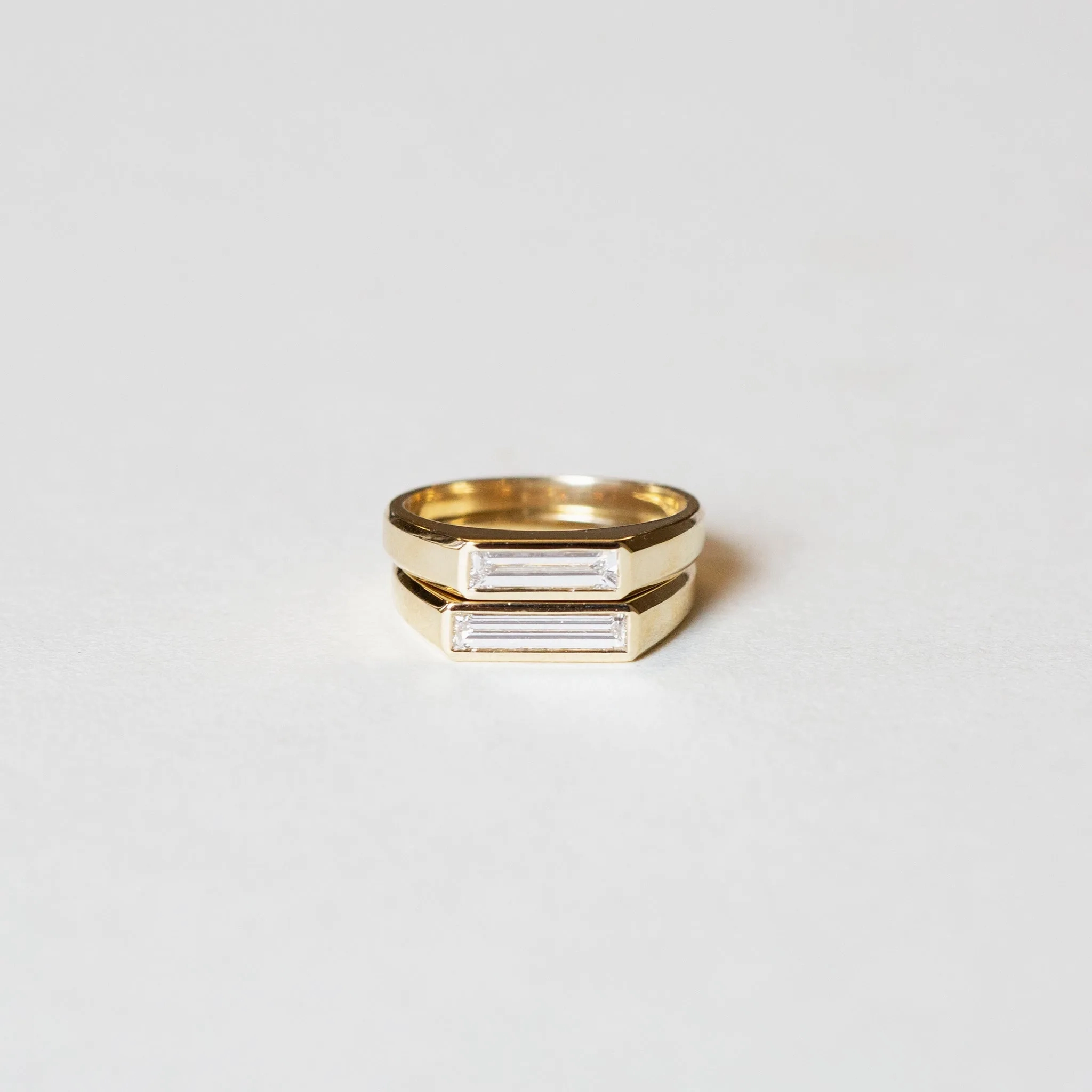 Diamond Baguette Signet Ring - Large