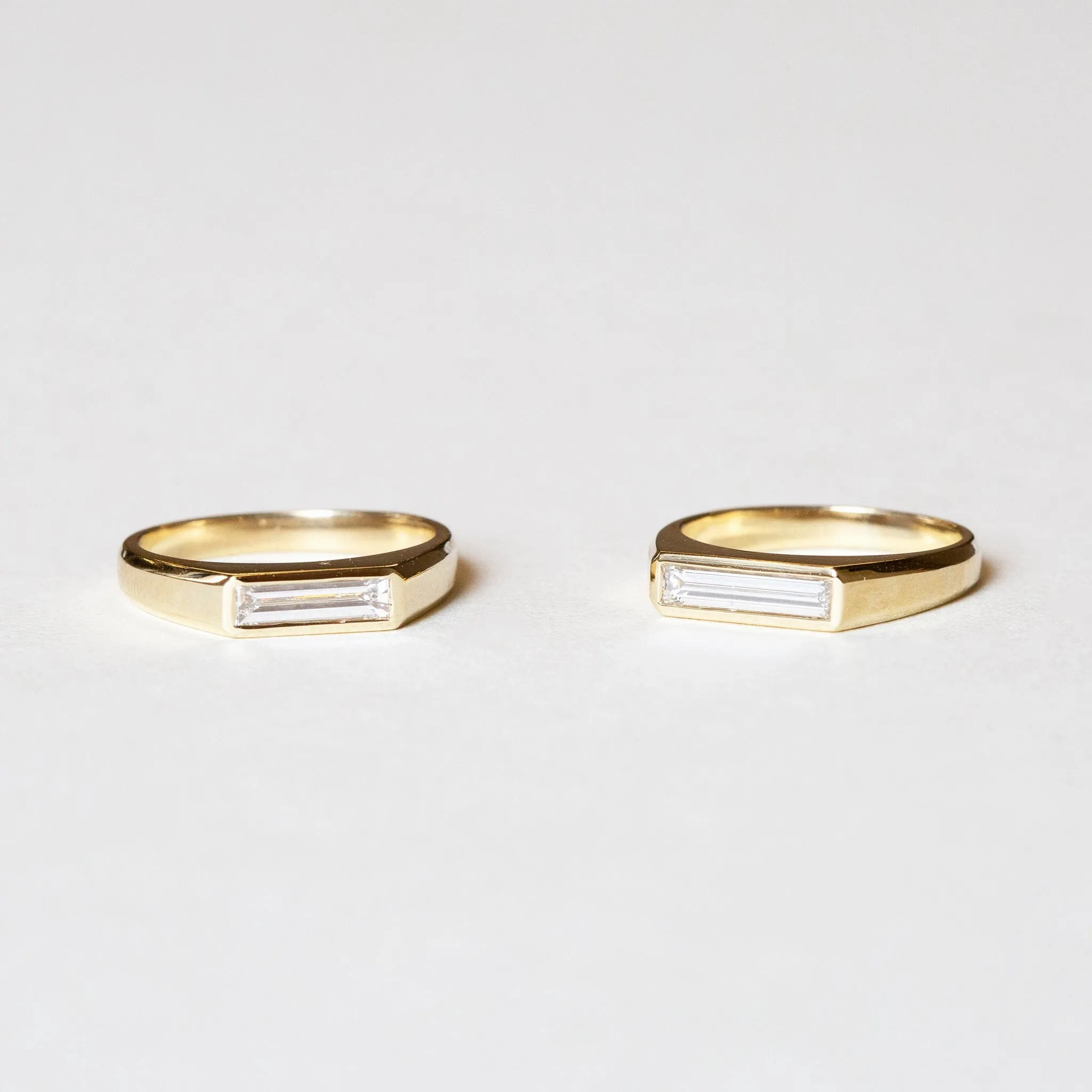 Diamond Baguette Signet Ring - Small
