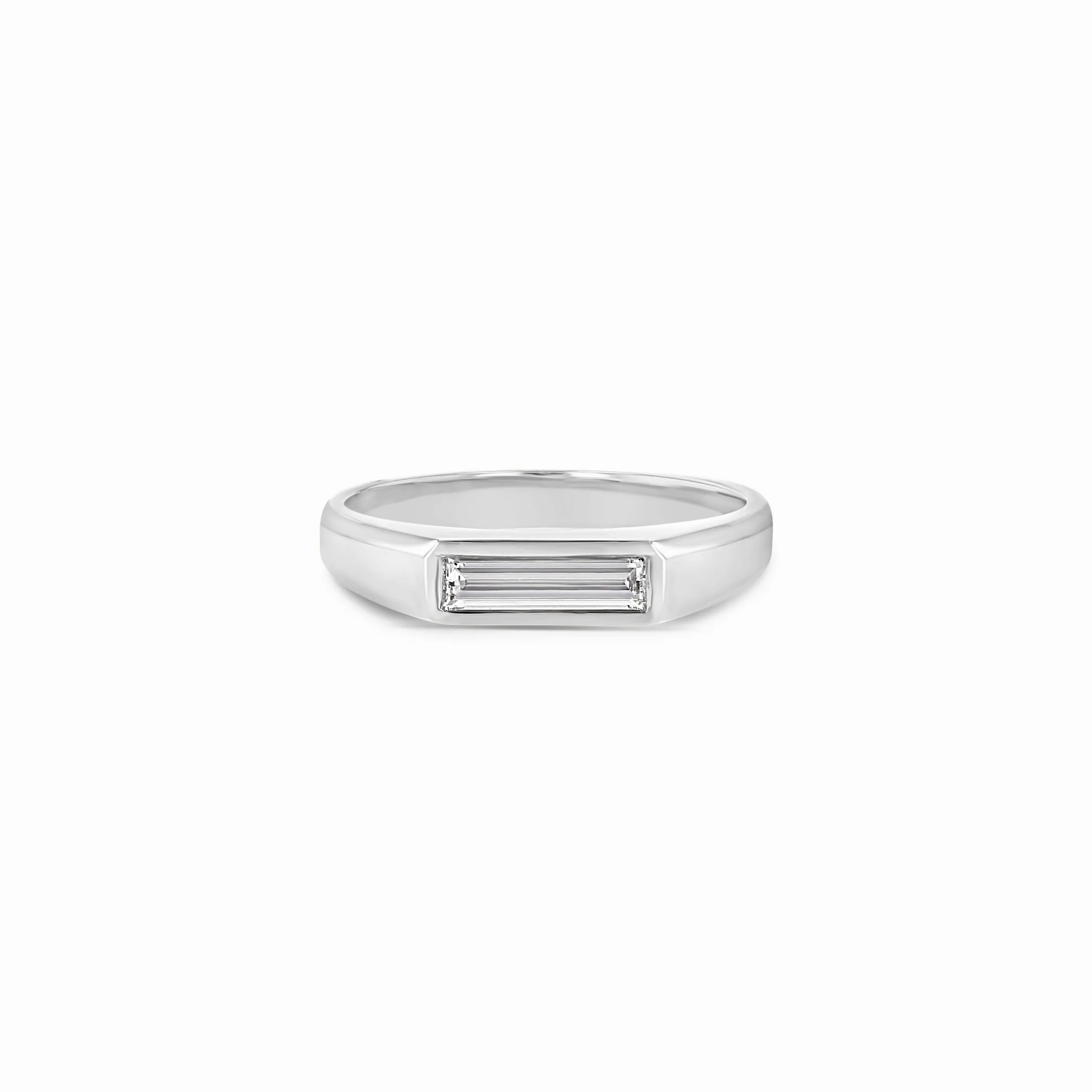 Diamond Baguette Signet Ring - Small