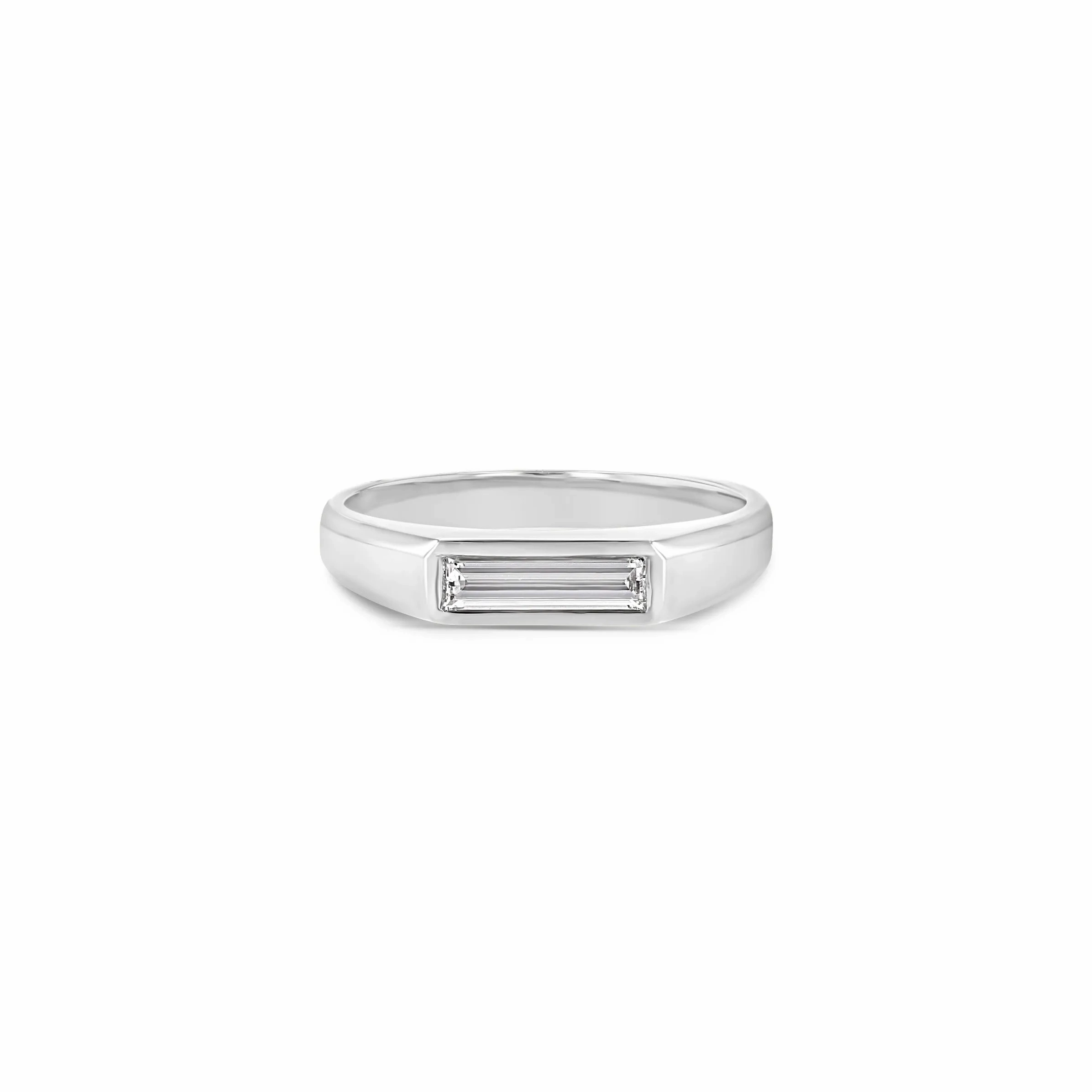 Diamond Baguette Signet Ring - Small