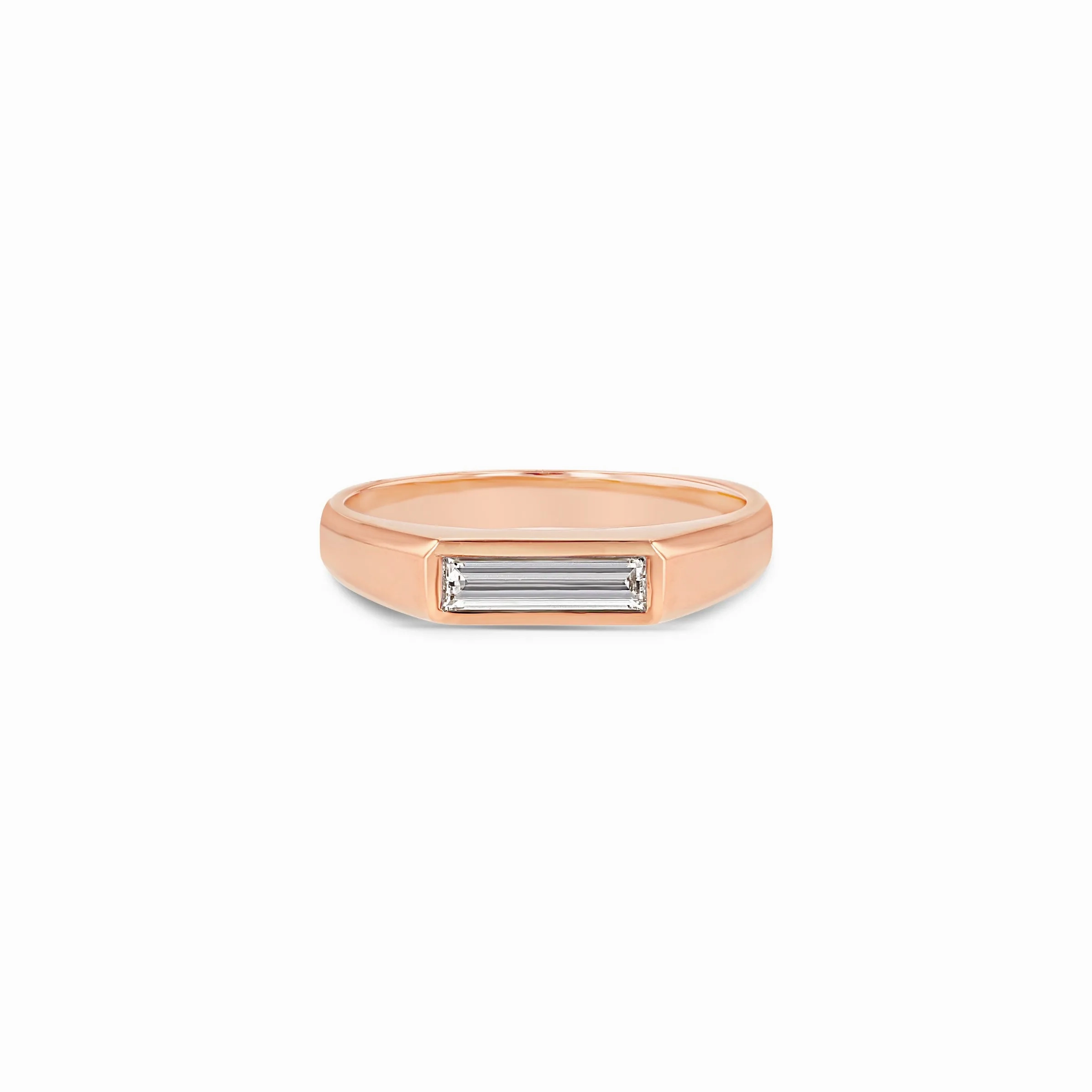 Diamond Baguette Signet Ring - Small