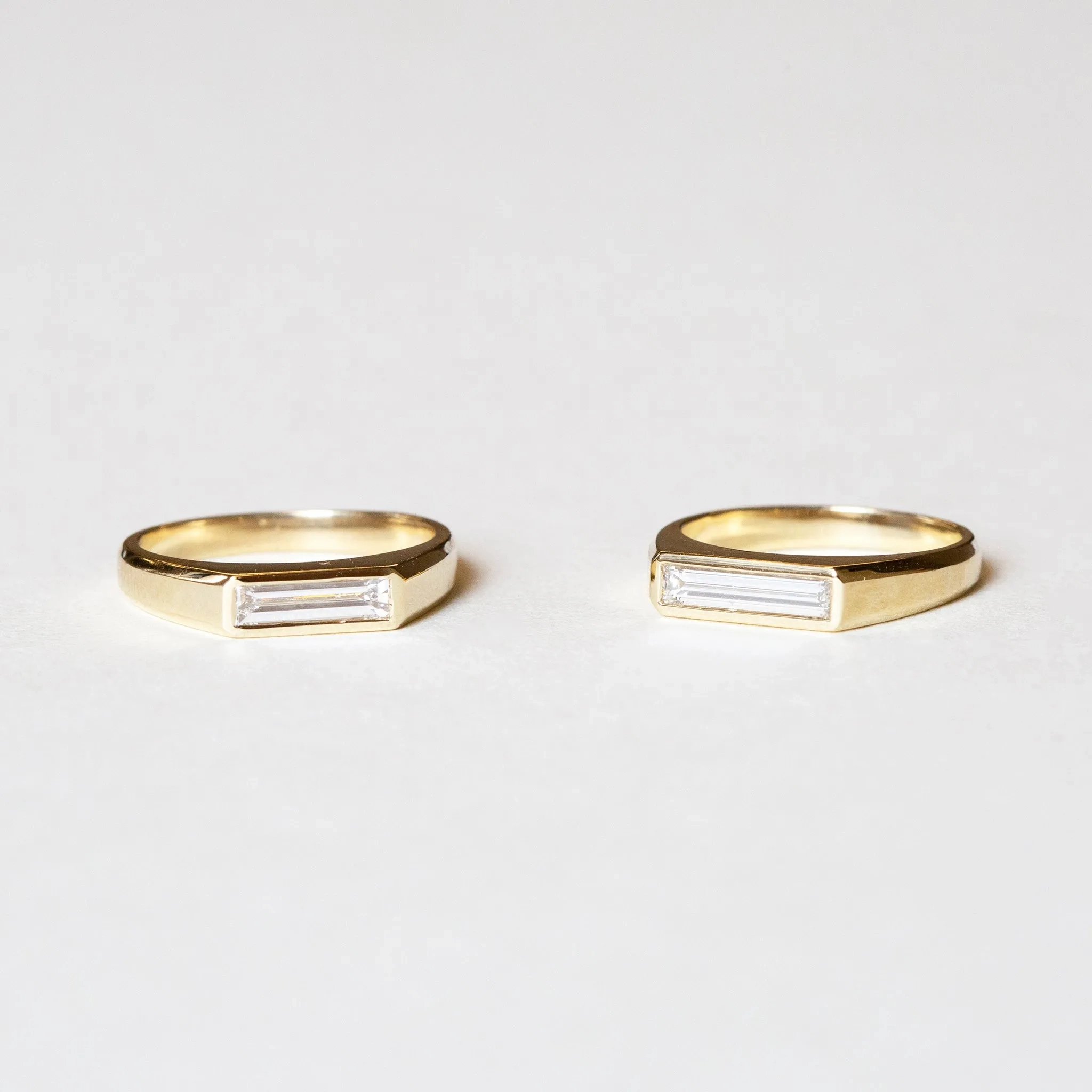 Diamond Baguette Signet Ring - Small