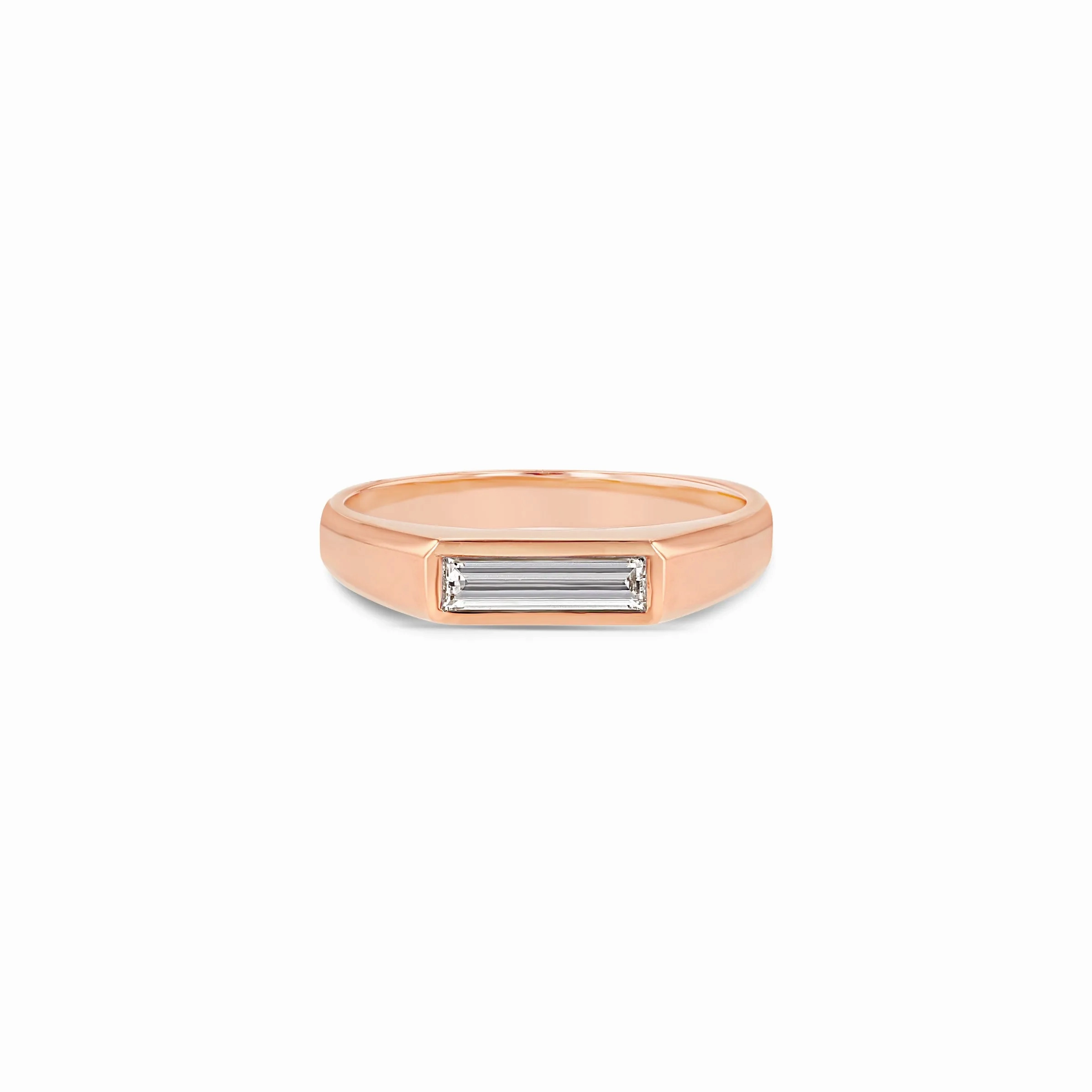 Diamond Baguette Signet Ring - Small