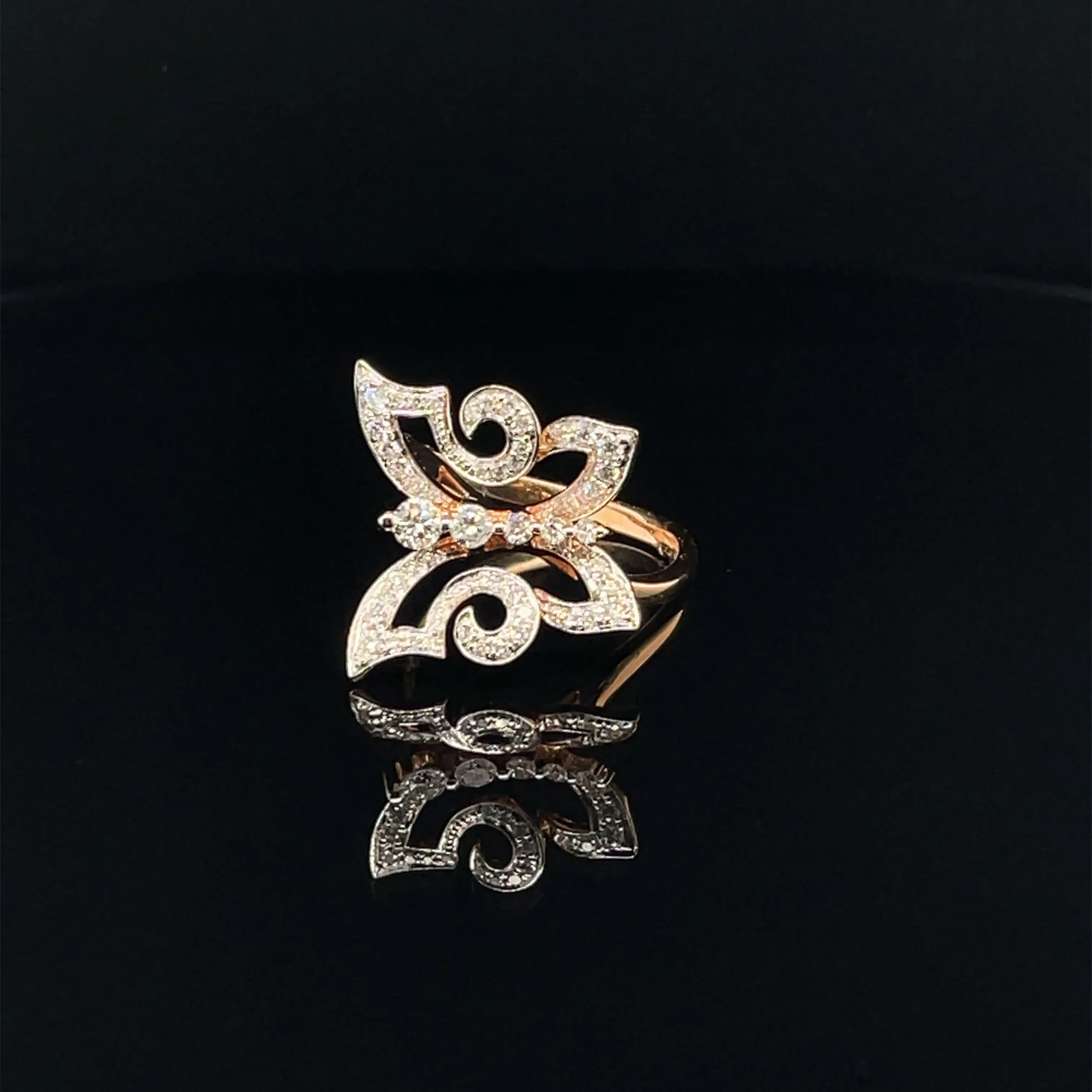 Diamond Butterfly Fashion Ring in 18k Rose Gold - (#20-HRDIA002292)