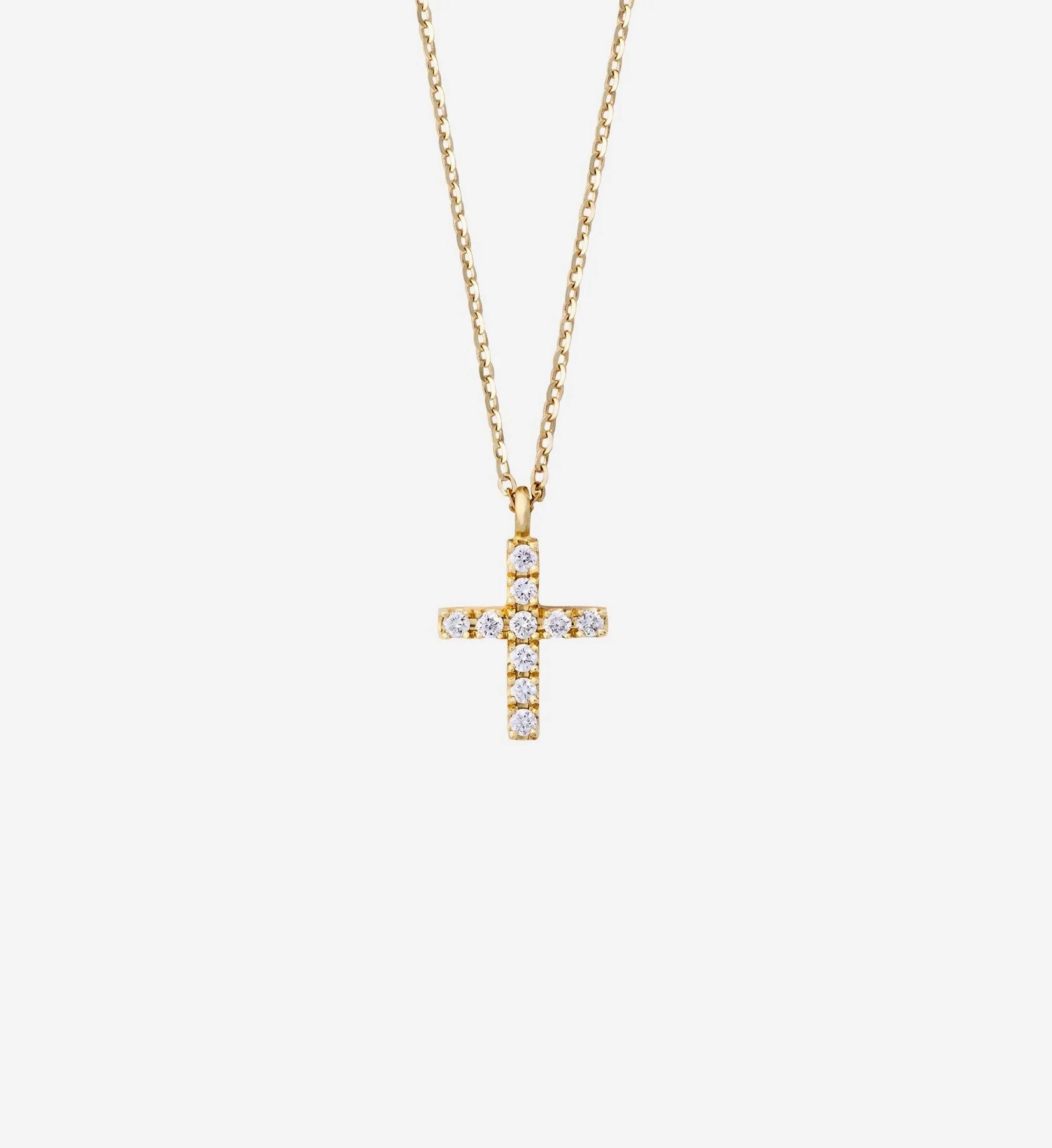 Diamond Cross Necklace 0.10 in 14K Yellow Gold