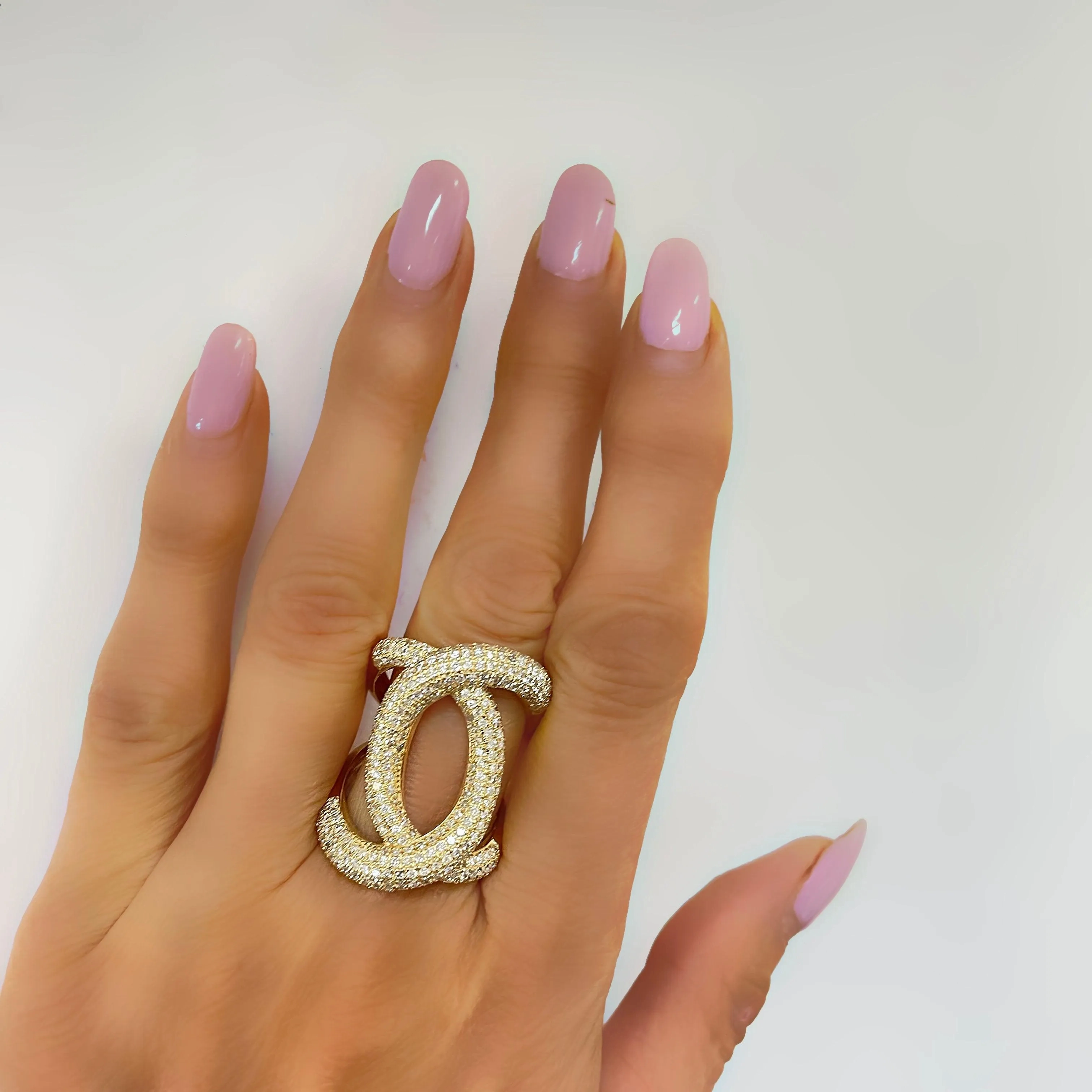 Diamond Crossover Ring Yellow Gold