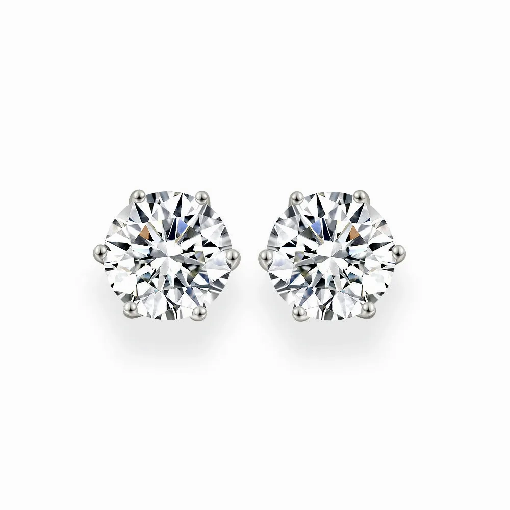 Diamond Crystalline 6 Prong Studs 5 Carat