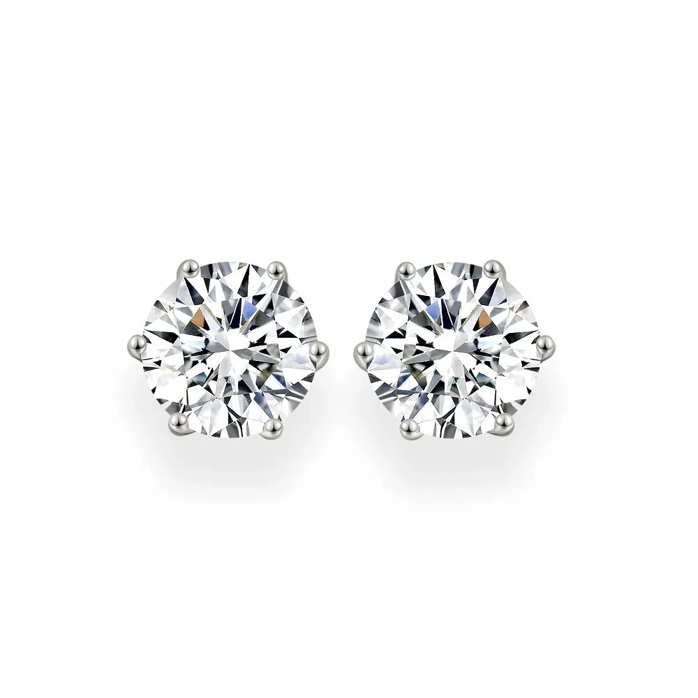 Diamond Crystalline 6 Prong Studs 5 Carat