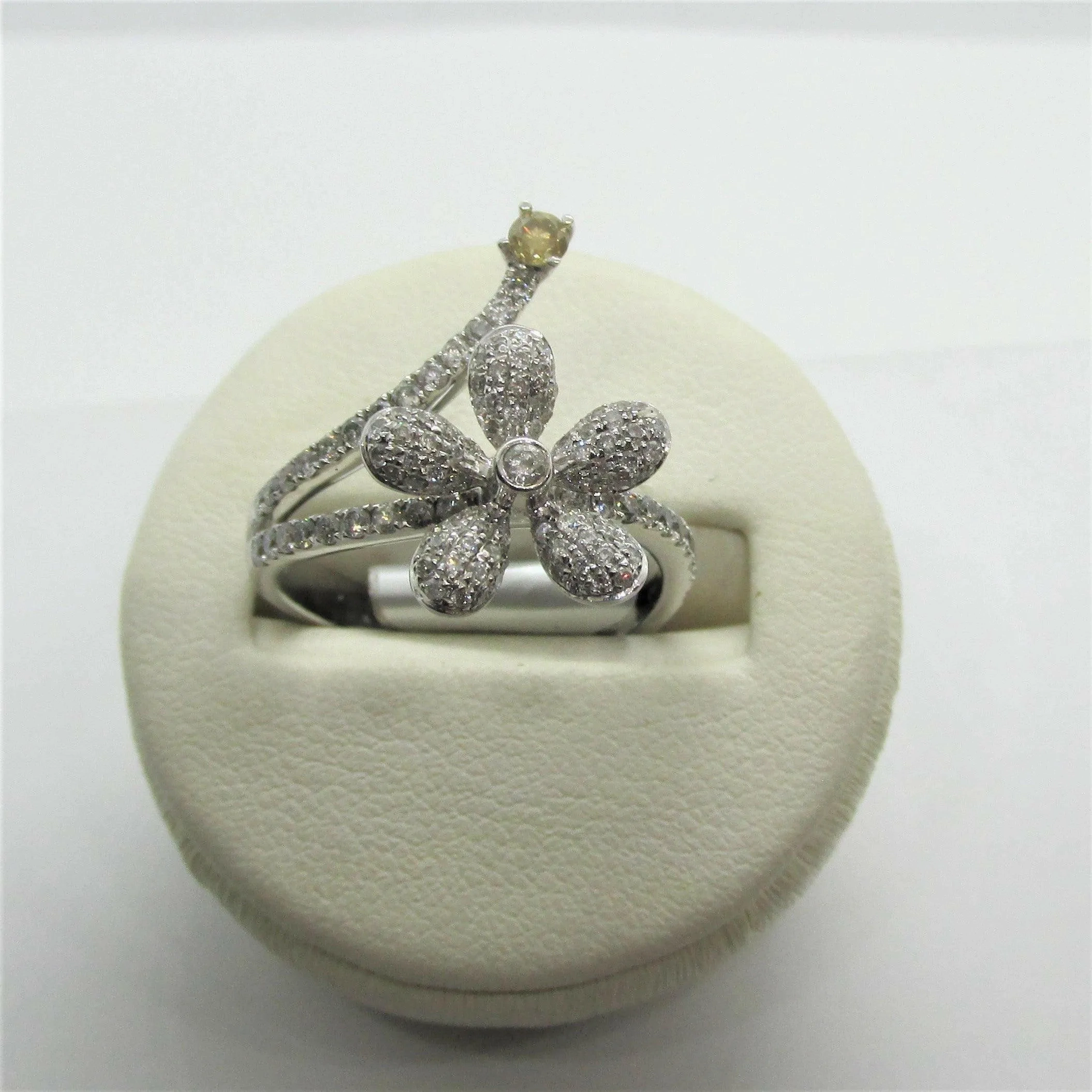Diamond Flower Ring in White Gold
