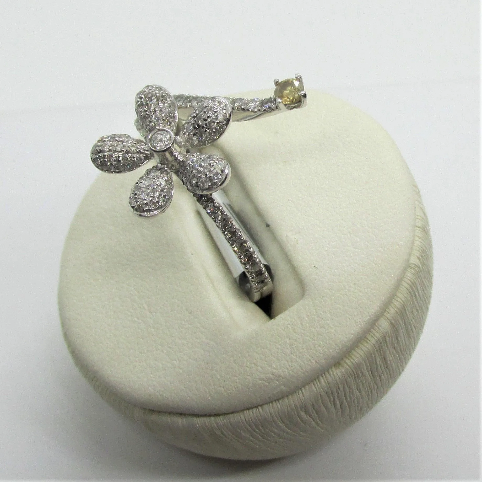 Diamond Flower Ring in White Gold