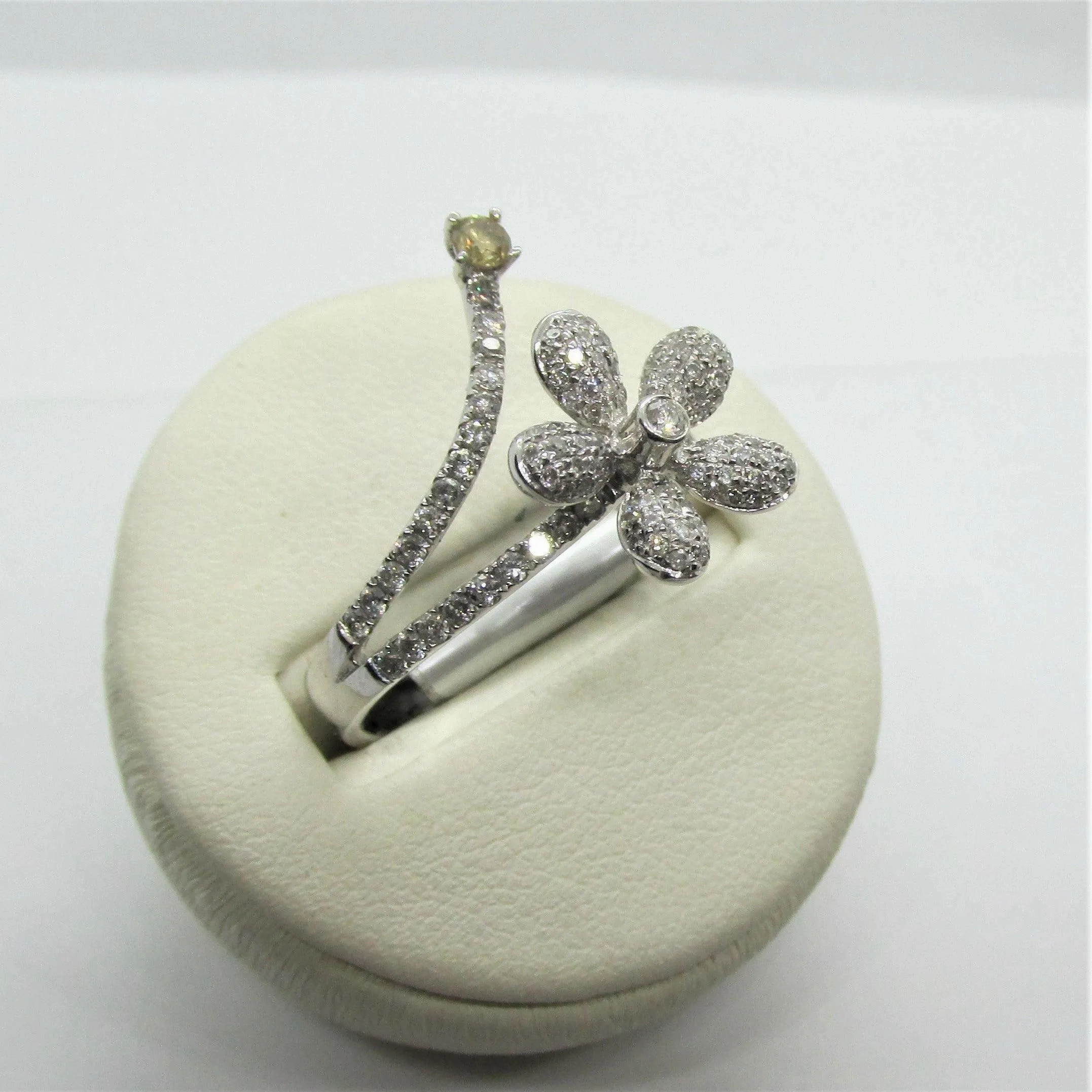 Diamond Flower Ring in White Gold