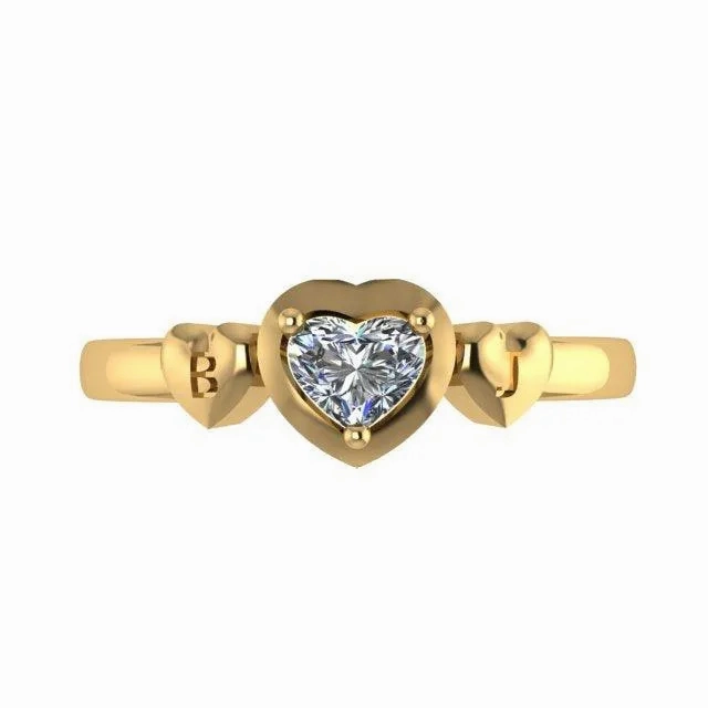 Diamond Heart Ring with Engraving