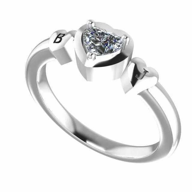 Diamond Heart Ring with Engraving